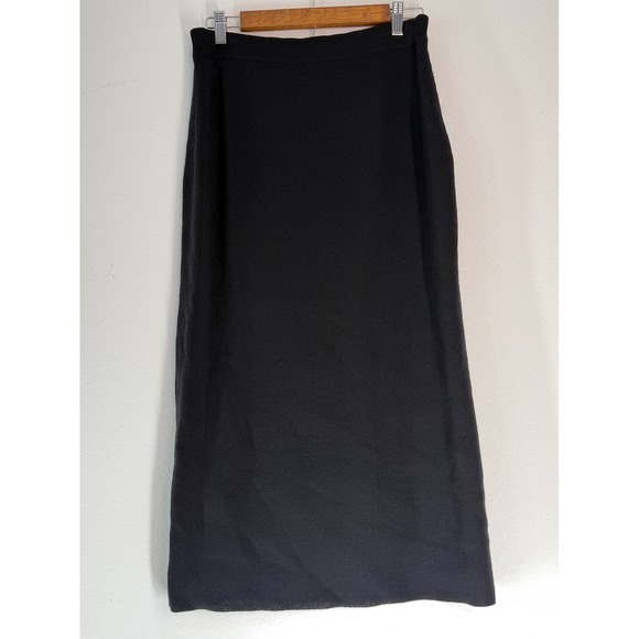 Eileen Fisher Dresses & Skirts - VTG Eileen Fisher 100% Wool Black Knit Skirt Midi Maxi Pull On Elastic Waist Med